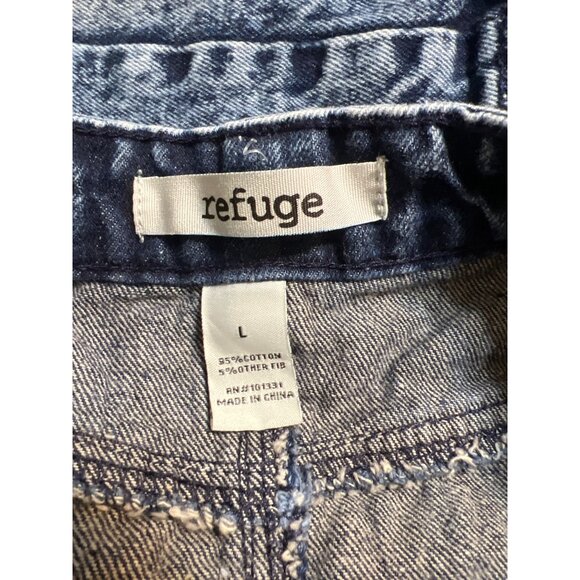 Refuge Acid Wash Denim Button-Front Mini Skirt Silver Tone Hardware Size L - Picture 4 of 4